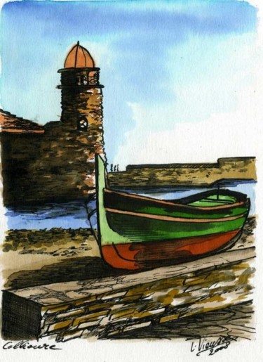 Drawing titled "Collioure" by Laure Vieusse, Original Artwork