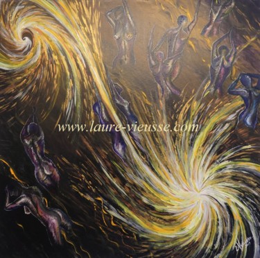 Painting titled "Energie" by Laure Vieusse, Original Artwork, Acrylic Mounted on Wood Stretcher frame