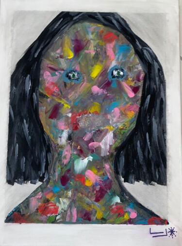 Malerei mit dem Titel "Portrait multicolore" von Lauriane Wisniewski (I___ ____I *), Original-Kunstwerk, Acryl Auf Keilrahme…