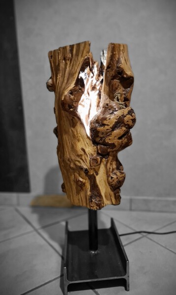 Escultura titulada "Souche lumineuse" por Laurianne Anselmino, Obra de arte original, Madera