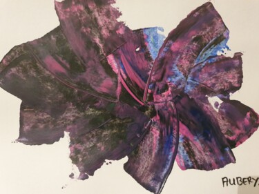 Painting titled "Rose violette" by Laurie Aubéry, Original Artwork, Acrylic
