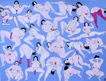 Peinture intitulée "Big sexy girls" par Laurie Buchs, Œuvre d'art originale, Acrylique