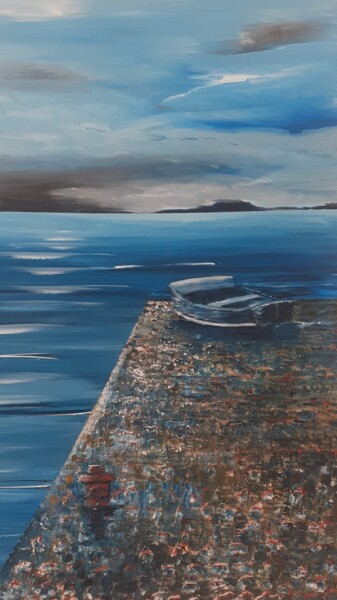 Pittura intitolato "Quai bleu" da Laurie Malbranque, Opera d'arte originale, Acrilico