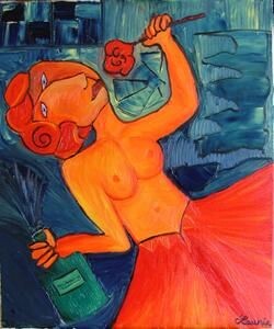 Peinture intitulée "La buveuse de mélan…" par Laurie Thinot, Œuvre d'art originale
