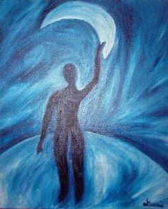 Peinture intitulée "L'accroche-lune" par Laurie Thinot, Œuvre d'art originale
