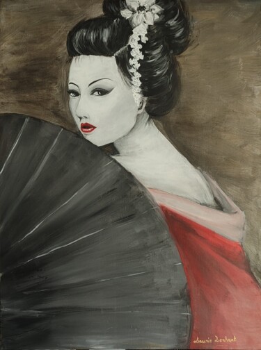Painting titled "Beauté d'Asie" by Laurie Vieuloup, Original Artwork, Acrylic Mounted on Wood Stretcher frame