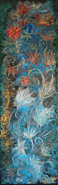 Painting titled "Le feu et la glace" by Laurie Vieuloup, Original Artwork, Acrylic Mounted on Wood Stretcher frame