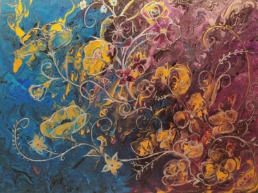 Peinture intitulée "Explosion de fleurs" par Laurie Vieuloup, Œuvre d'art originale, Acrylique