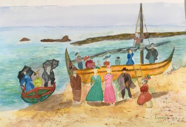 Pintura intitulada "A sea tour at Erice…" por Laurinda Costa, Obras de arte originais, Aquarela