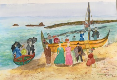 Painting titled "A sea tour at Erice…" by Laurinda Costa, Original Artwork, Watercolor