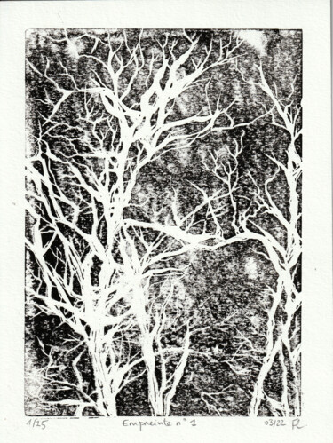 Druckgrafik mit dem Titel "Empreinte n°1" von Laurine Firmin, Original-Kunstwerk, Linoldrucke