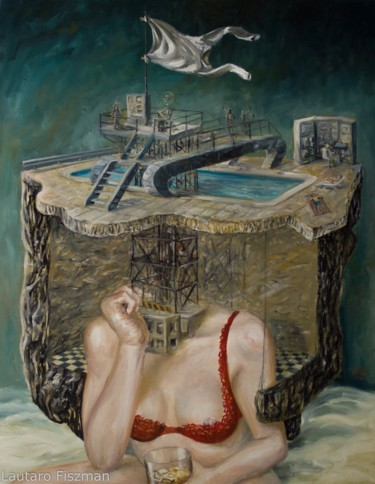 Schilderij getiteld "La espera" door Lautaro Fiszman, Origineel Kunstwerk, Olie