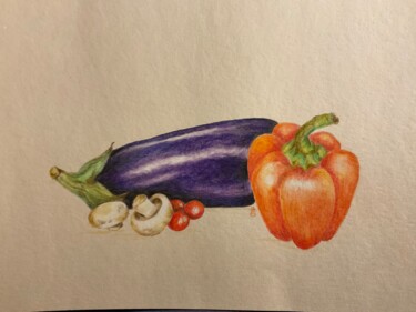 Dessin intitulée "eggplant" par Lautiard, Œuvre d'art originale, Crayon