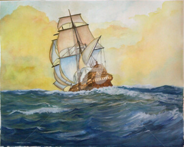 Pintura titulada "Galeón" por Láuzara, Obra de arte original, Oleo