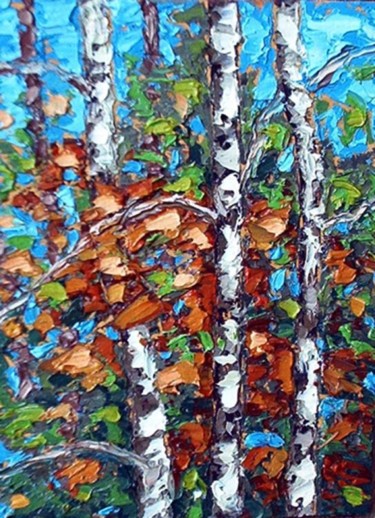 Painting titled "tree tops" by Peter Crighton, Original Artwork, Oil