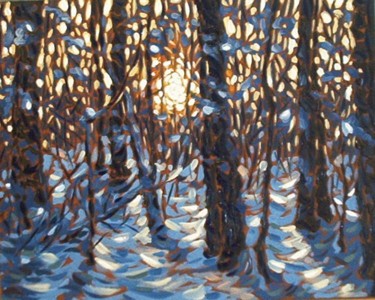 Painting titled "orillia winter suns…" by Peter Crighton, Original Artwork, Oil