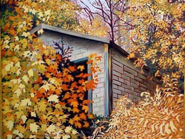 Painting titled "northern cabin" by Peter Crighton, Original Artwork, Oil