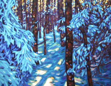 Painting titled "winter forest, oril…" by Peter Crighton, Original Artwork, Oil