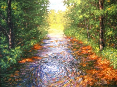 Painting titled "flooded road" by Peter Crighton, Original Artwork