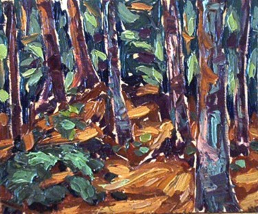 Painting titled "forest floor, arrow…" by Peter Crighton, Original Artwork, Oil