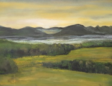 Malerei mit dem Titel "Landschaft" von Sigrid Helmlinger, Original-Kunstwerk, Aquarell