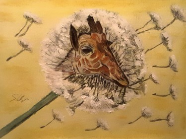 Malerei mit dem Titel "Giraffenzahn" von Sigrid Helmlinger, Original-Kunstwerk, Aquarell