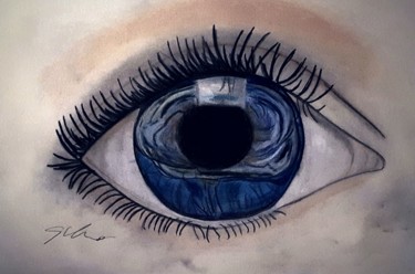 Painting titled "Ein Auge" by Sigrid Helmlinger, Original Artwork, Pastel