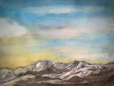 Painting titled "Die Berge" by Sigrid Helmlinger, Original Artwork, Watercolor