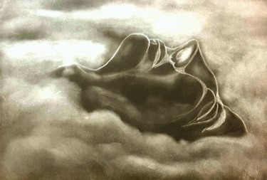 Zeichnungen mit dem Titel "Wolkenbild 19" von Sigrid Helmlinger, Original-Kunstwerk, Kreide