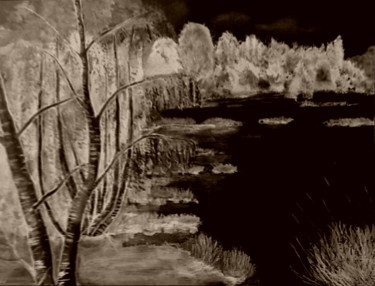 Malerei mit dem Titel "Landschaft  12" von Sigrid Helmlinger, Original-Kunstwerk