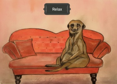 Zeichnungen mit dem Titel "Relax" von Sigrid Helmlinger, Original-Kunstwerk, Kreide