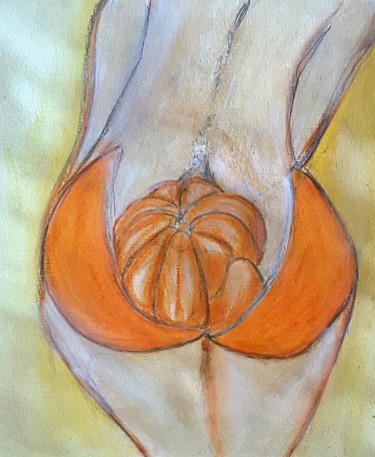 Malerei mit dem Titel "Orangenhaut 2" von Sigrid Helmlinger, Original-Kunstwerk, Aquarell