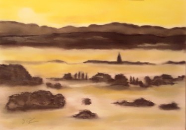 Malerei mit dem Titel "Landschaft" von Sigrid Helmlinger, Original-Kunstwerk, Pastell