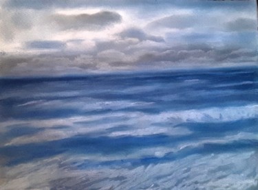 Painting titled "Meer 2" by Sigrid Helmlinger, Original Artwork, Pastel