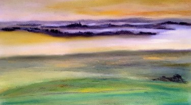 Painting titled "Landschaft L2" by Sigrid Helmlinger, Original Artwork, Pastel