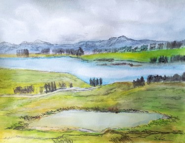 Painting titled "Allgäu" by Sigrid Helmlinger, Original Artwork, Tempera