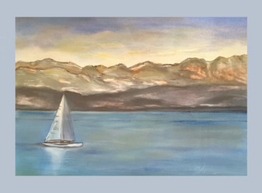 Painting titled "Segelboot" by Sigrid Helmlinger, Original Artwork, Pastel
