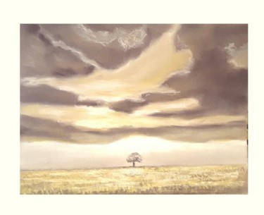 Malerei mit dem Titel "Landschaft  40" von Sigrid Helmlinger, Original-Kunstwerk, Bleistift