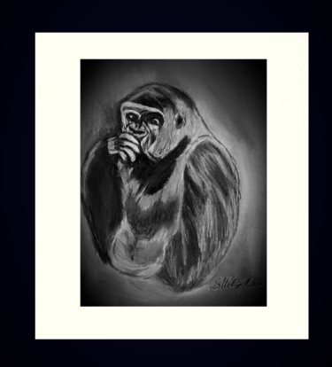 Drawing titled "Gorilla" by Sigrid Helmlinger, Original Artwork, Pencil
