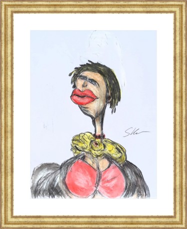 Zeichnungen mit dem Titel "Das Huhn" von Sigrid Helmlinger, Original-Kunstwerk, Bleistift