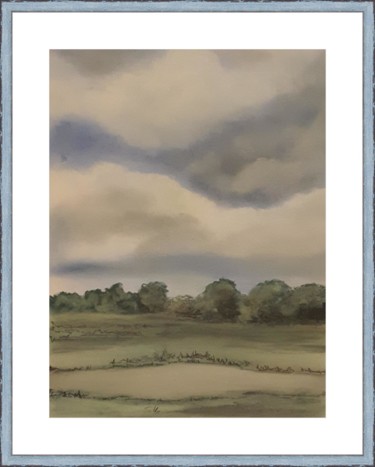 Malerei mit dem Titel "Landschaft 300" von Sigrid Helmlinger, Original-Kunstwerk, Kreide
