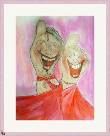 Zeichnungen mit dem Titel "Tanzkränzchen" von Sigrid Helmlinger, Original-Kunstwerk, Bleistift