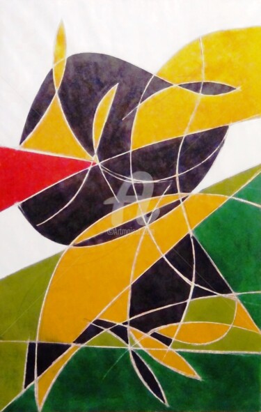 Painting titled "composition-en-vert…" by Thierry Laverge, Original Artwork
