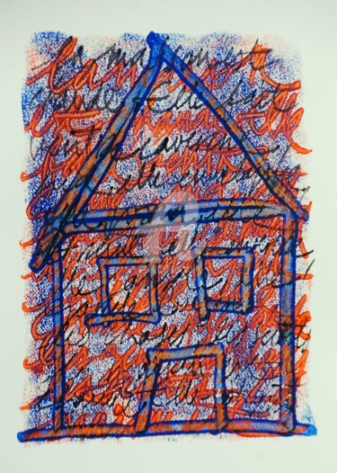 Dessin intitulée "Maisons (M.H.Lafon)" par Thierry Laverge, Œuvre d'art originale