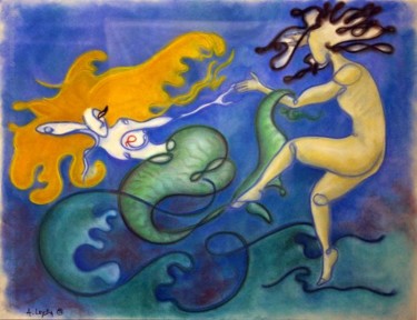 Peinture intitulée "Sirènes 1" par Niute, Œuvre d'art originale