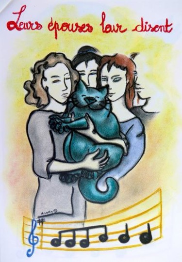 Peinture intitulée "Un chat vert 5" par Niute, Œuvre d'art originale