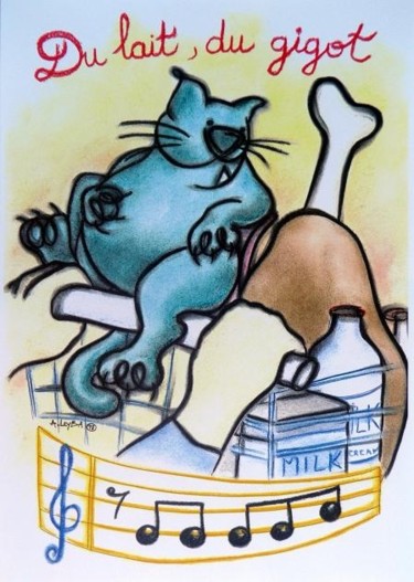 Peinture intitulée "Un chat vert 7" par Niute, Œuvre d'art originale