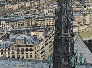 Pintura titulada "La Nef de Notre-Dam…" por Olivier Lavorel, Obra de arte original, Oleo Montado en Bastidor de camilla de m…