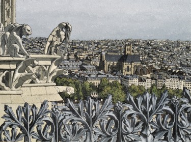 Malerei mit dem Titel "Notre-Dame de Paris" von Olivier Lavorel, Original-Kunstwerk, Öl