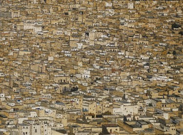 Painting titled "Medina de Fez" by Olivier Lavorel, Original Artwork, Oil Mounted on Wood Stretcher frame